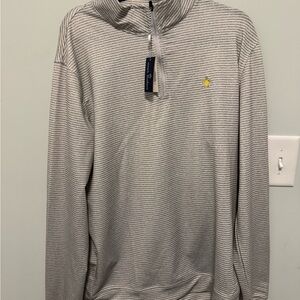 Gray Striped Men's Quarter-Zip Pullover